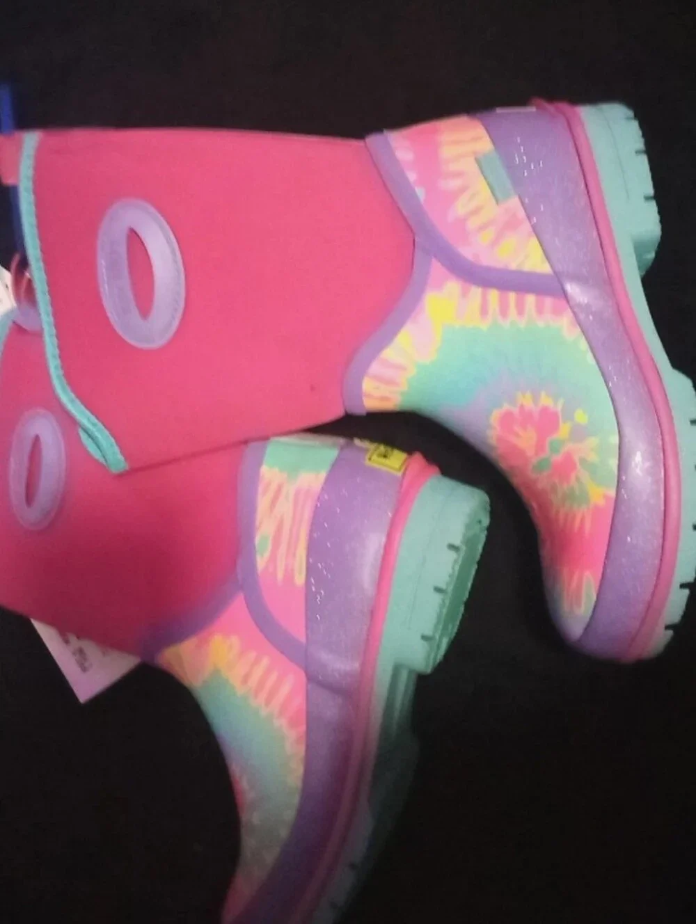 NWT Girl's Western Chief Tie Dye Neoprene Insulated Rain Boots - Pink